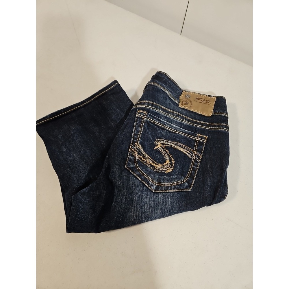 Silver Suki Jeans Womens Size W28 Bermuda Darker Wash Pocket Detail Shorts (1528